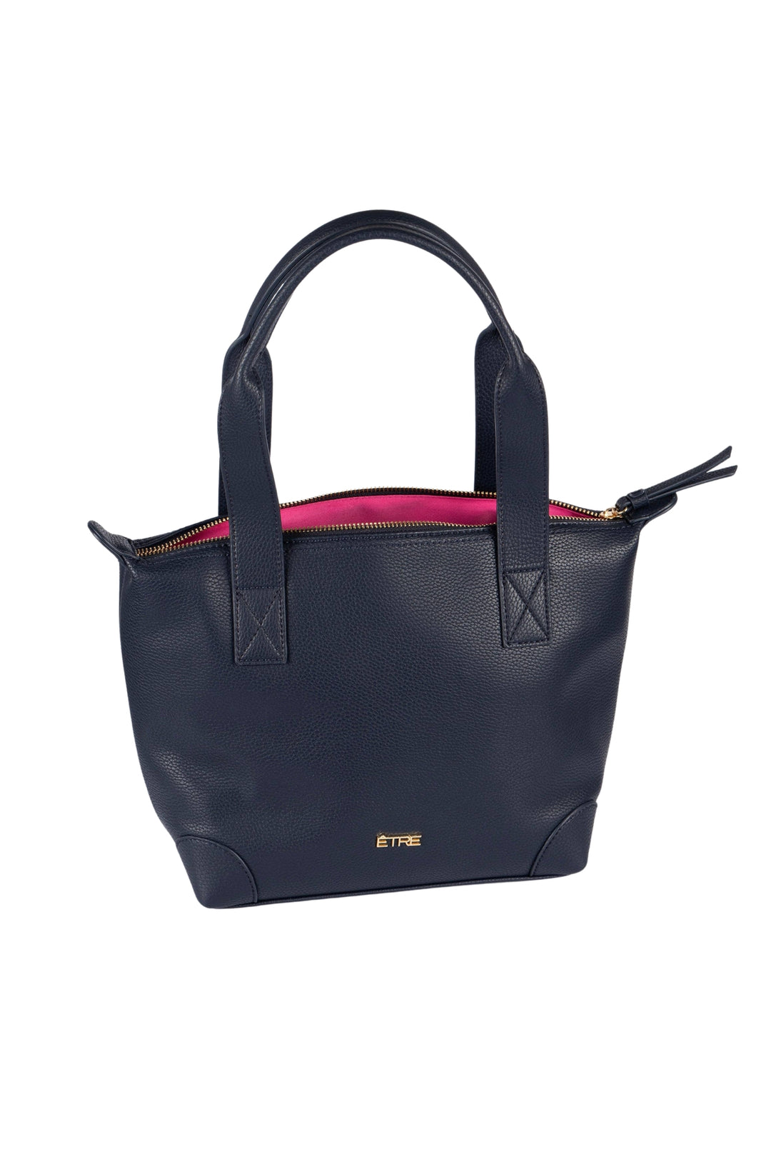 Navy Pebbled Faux Leather Gigi Medium Tote Bag