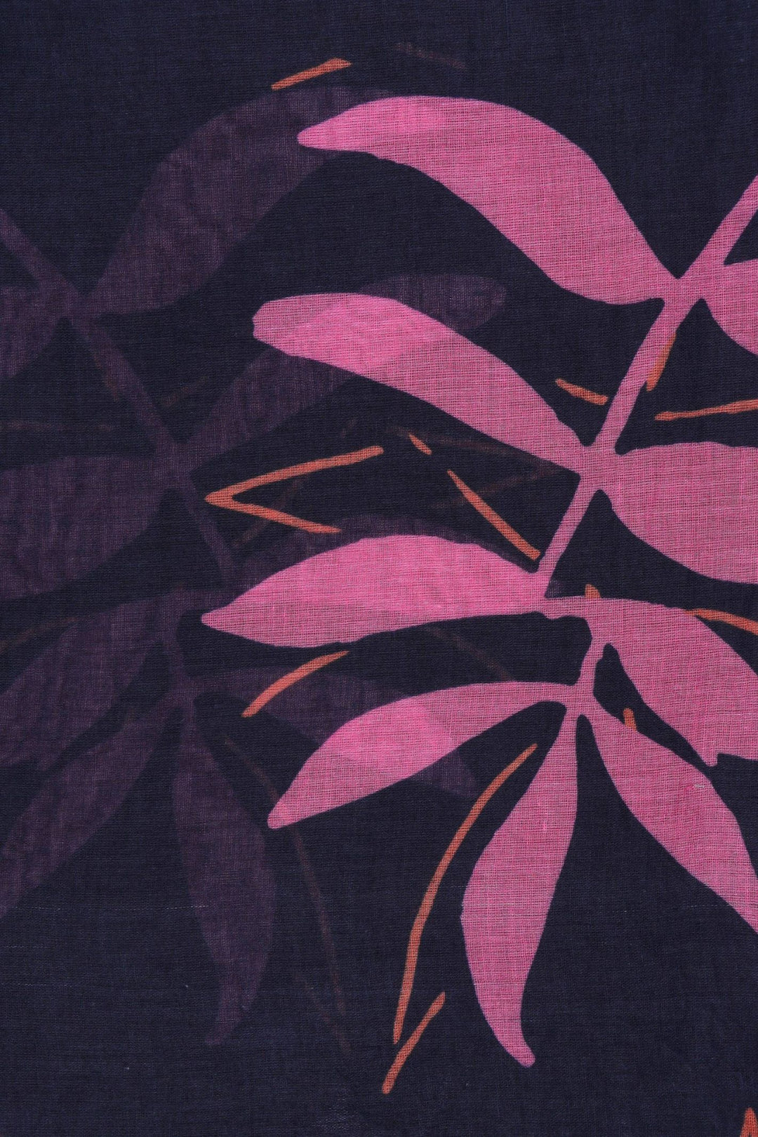 Navy Tropical Palm Leaf Print Cotton Scarf