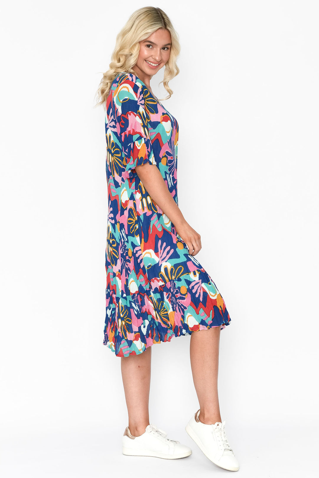 One Summer DW2F Jessica Cobalt Tropical Print Dress - Experience Boutique