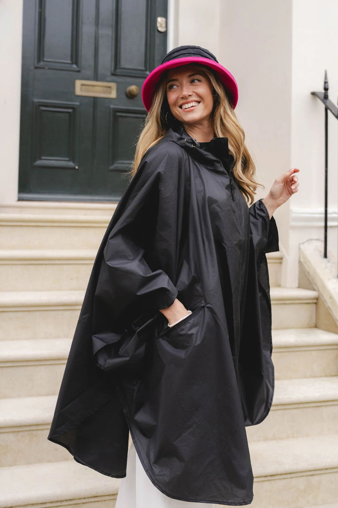 Park Lane Black Waterproof Poncho Pack-a-mac