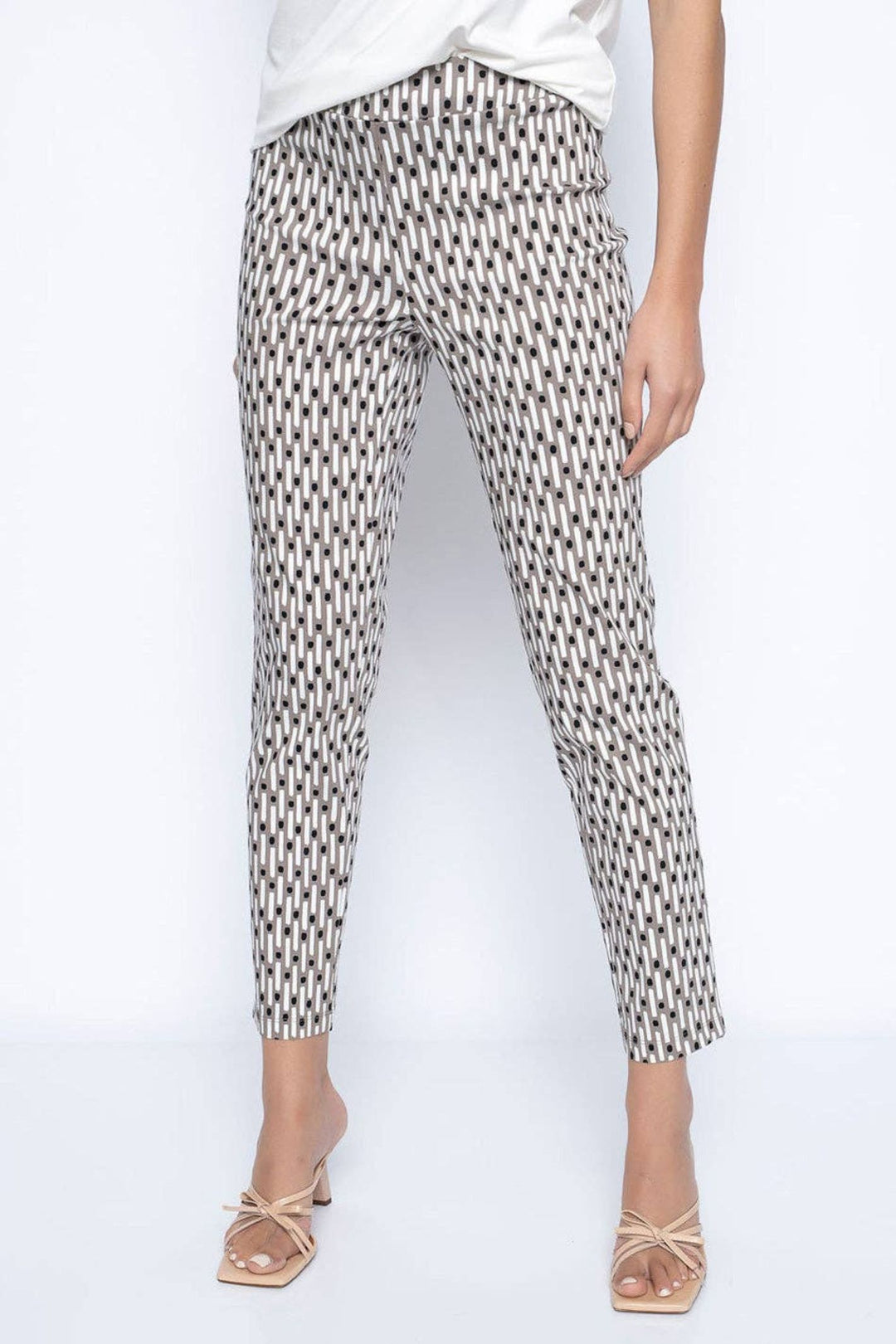 Picadilly EM092AE Taupe Dot & Dash Pull-On Straight Leg Trousers