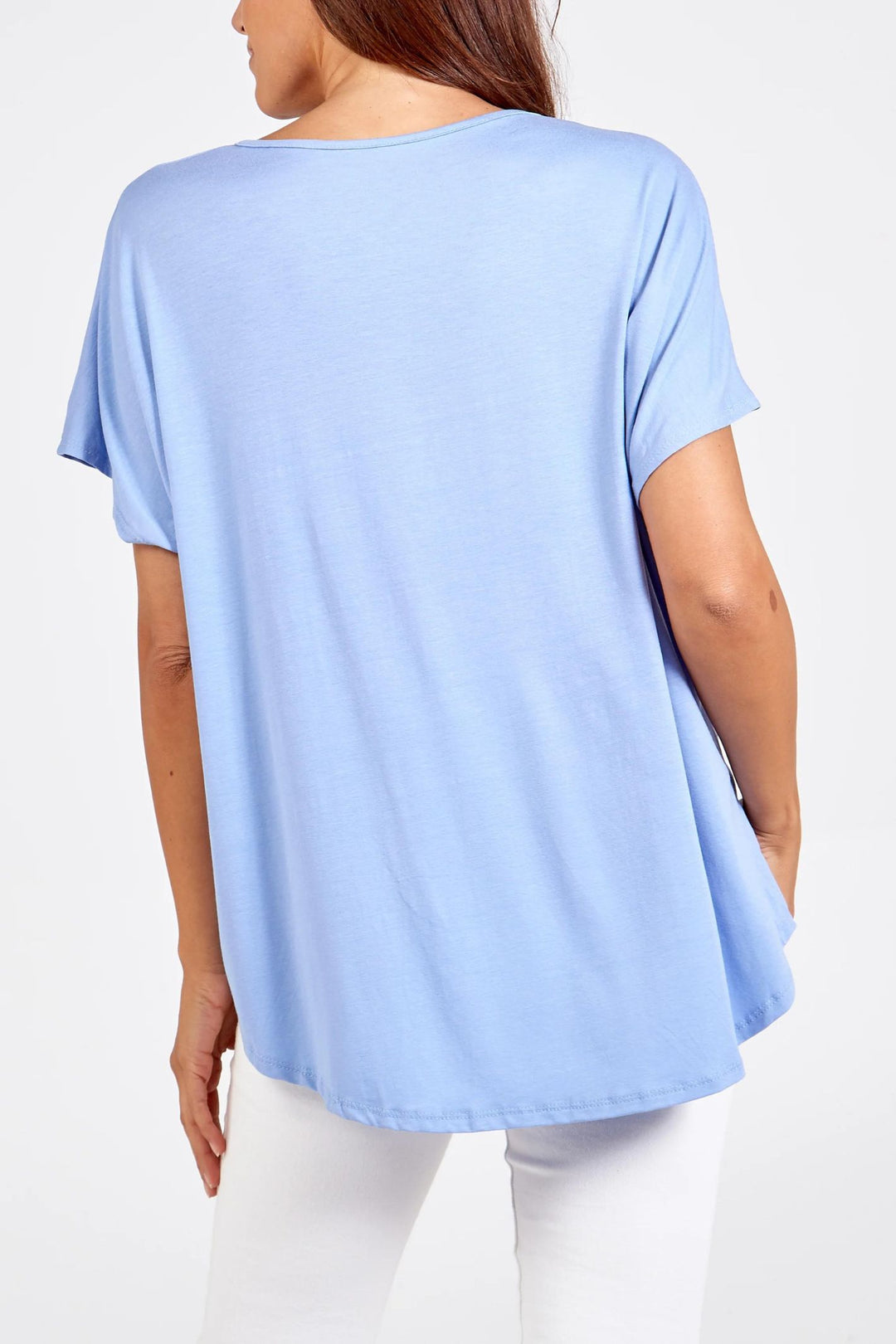 Powder Blue V-Neck Oversized T-Shirt