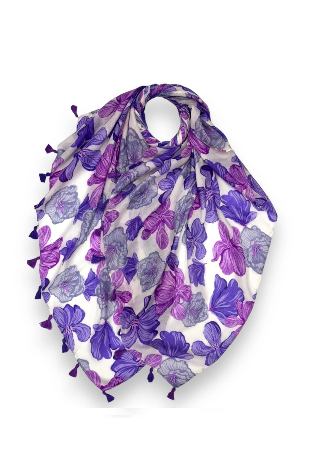 Purple Hibiscus Flower Print Soft Scarf