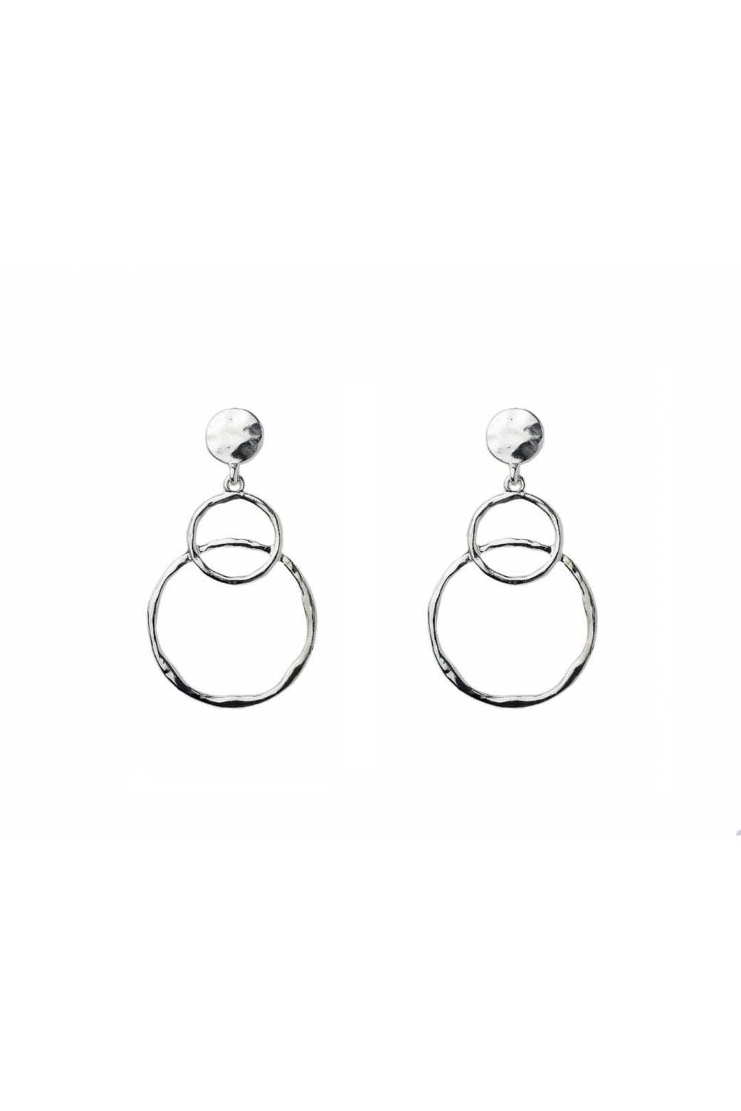 Silver Dual Hoop Dangle Stud Earrings