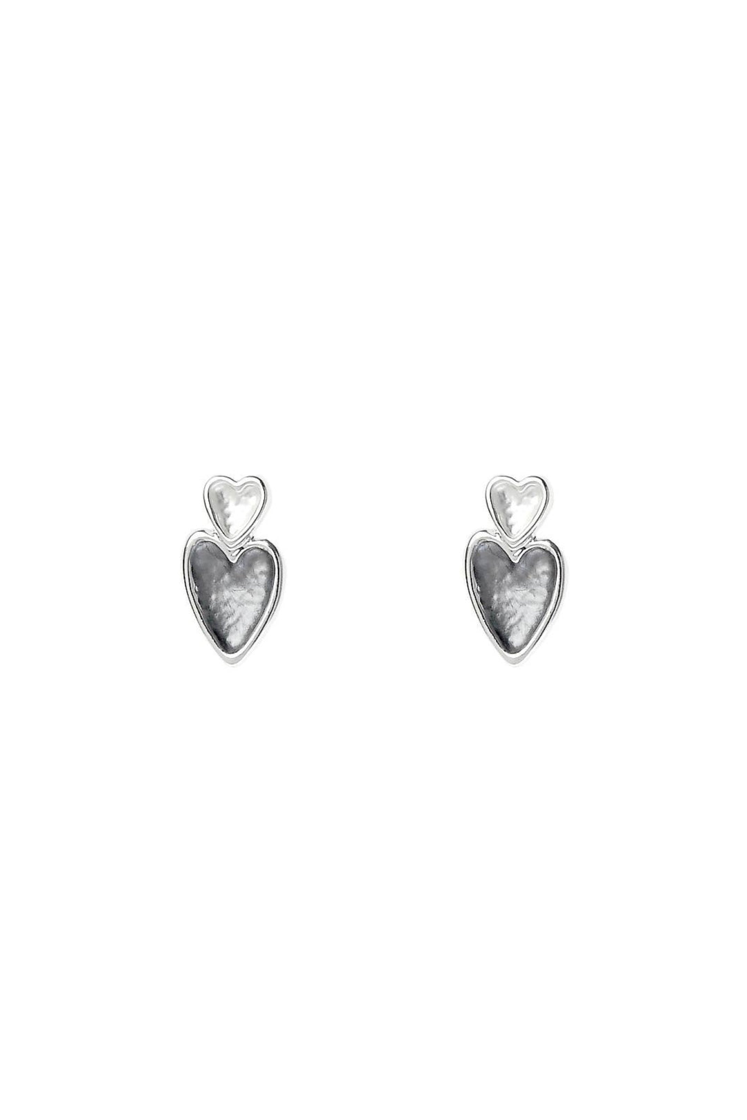 Silver Heart Duo Stud Earring