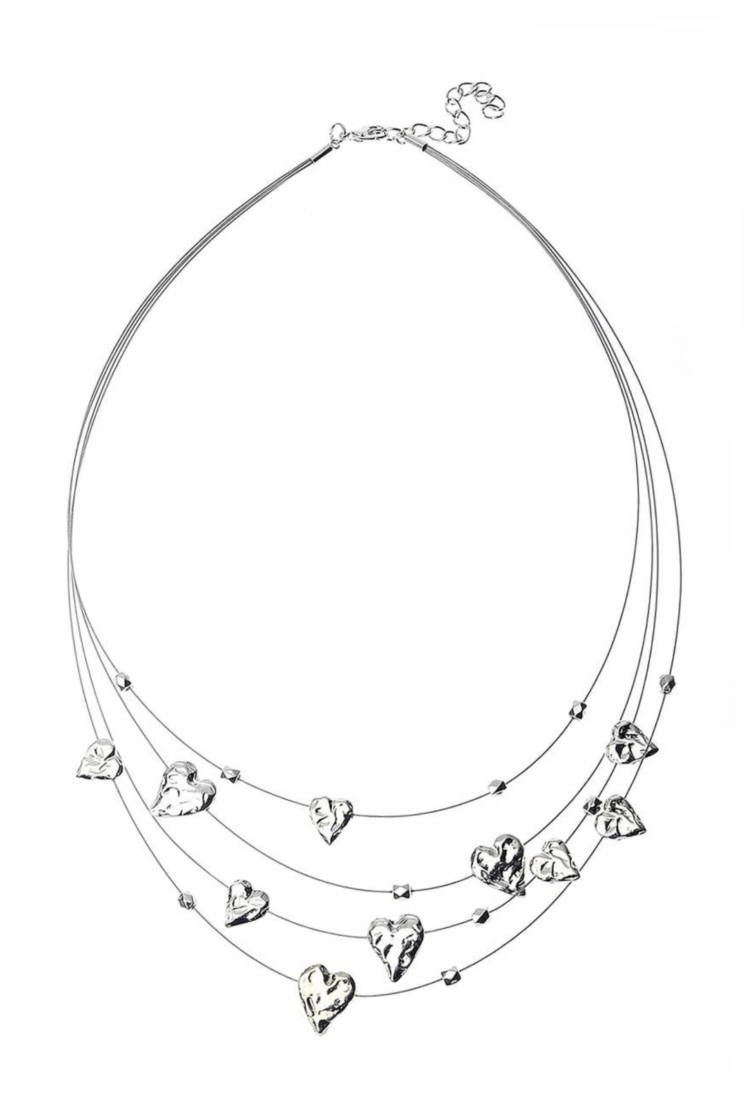 Silver Quad Link Heartbeat Necklace