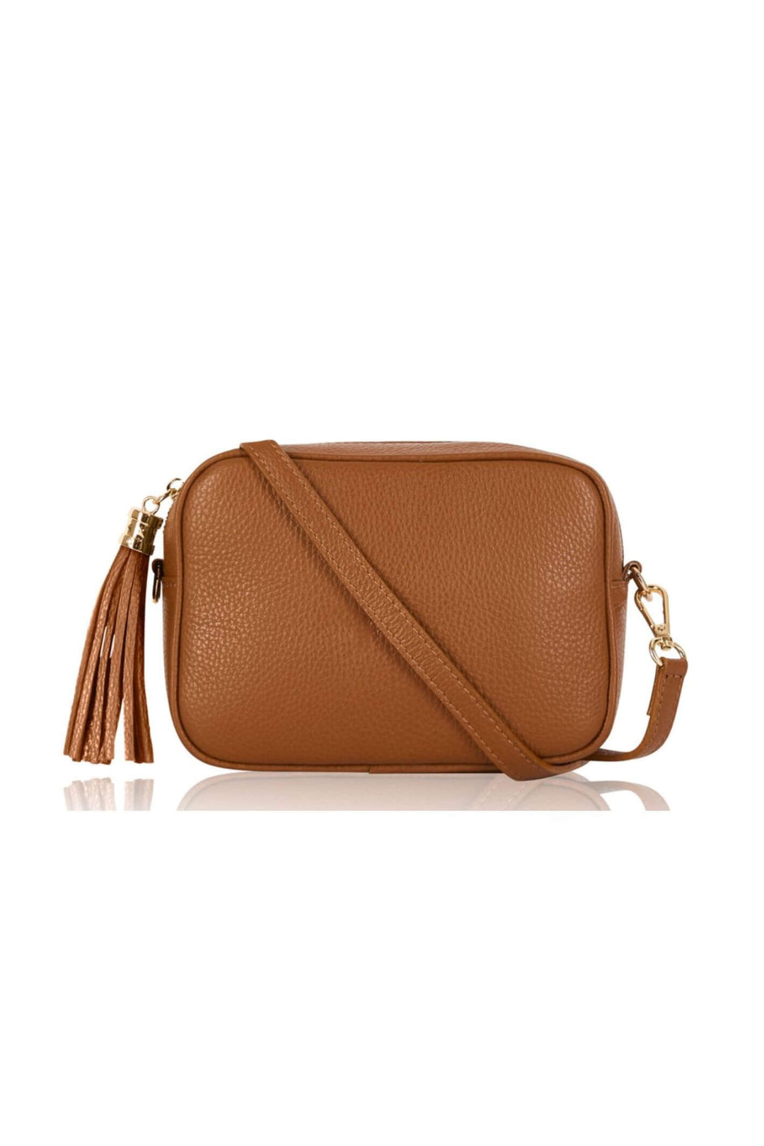 Tan Leather Cross Body Camera Bag