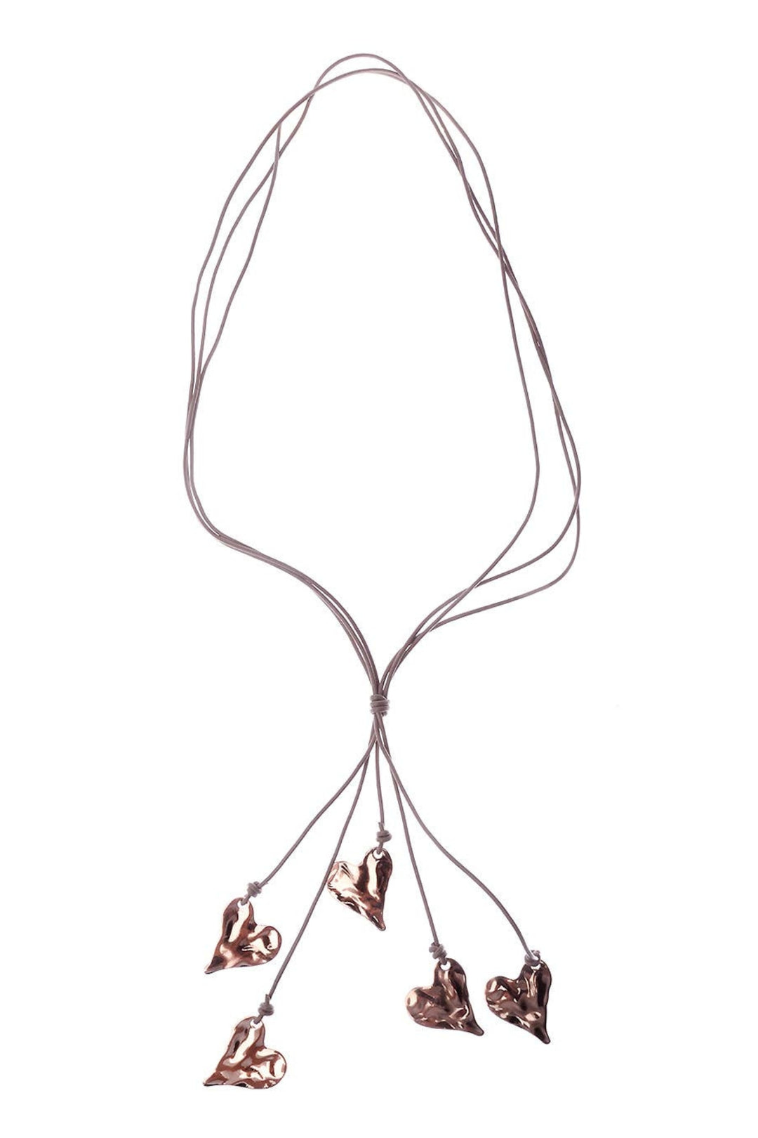 Taupe Multi Strand Heart Drop Necklace