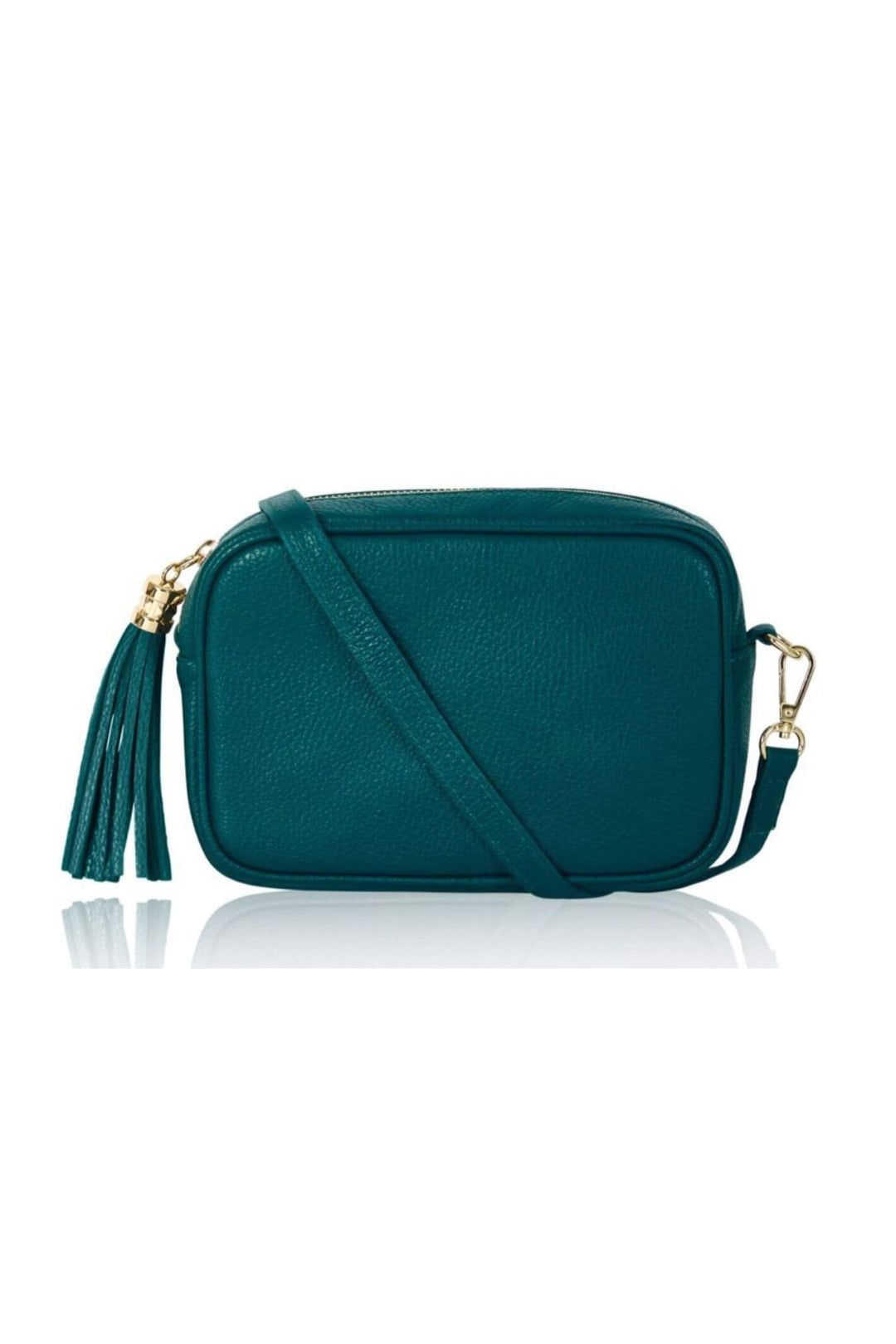 Teal Leather Cross Body Camera Bag