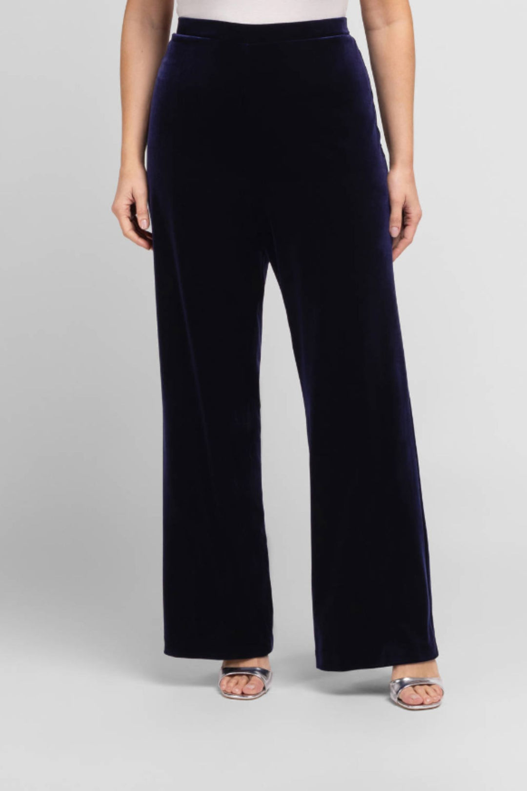 Tia 71302 69 Midnight Navy Velour Wide Leg Trousers