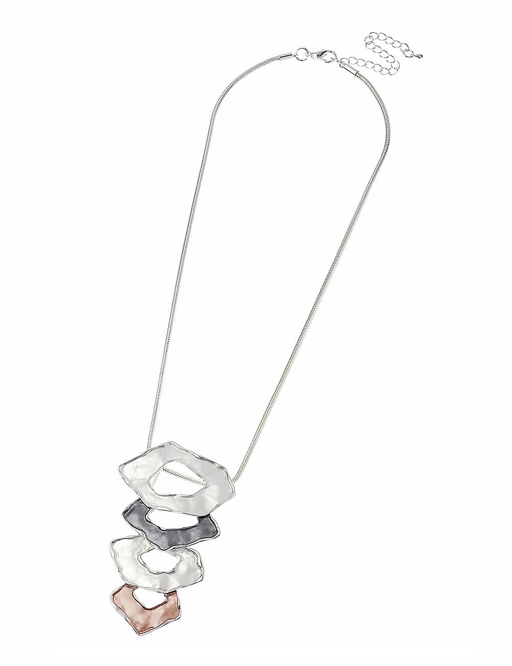 Tri-Tone Abstract Pendant Chain Necklace