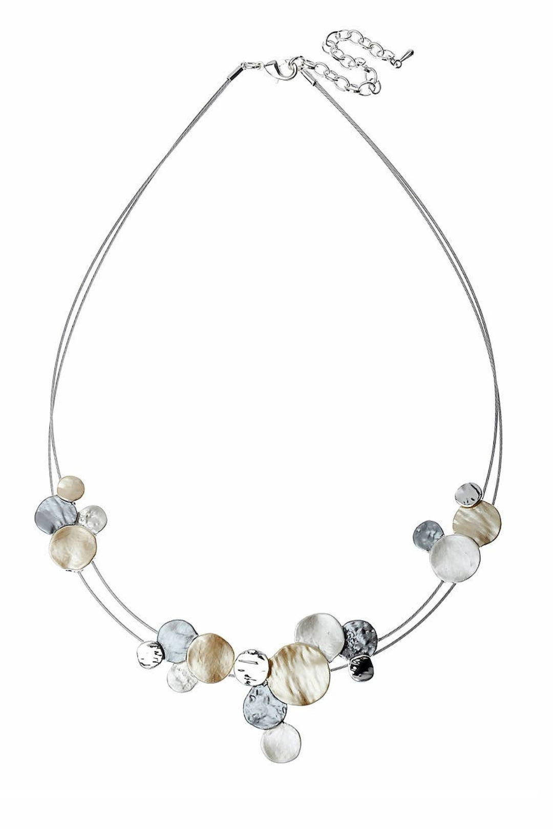 Tri-Tone Chic Circle Layered Wire Necklace