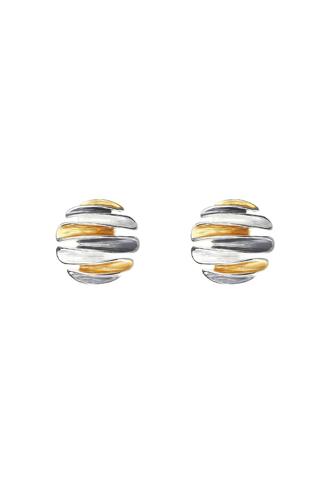 Tritone Metallic Round Stud Earring