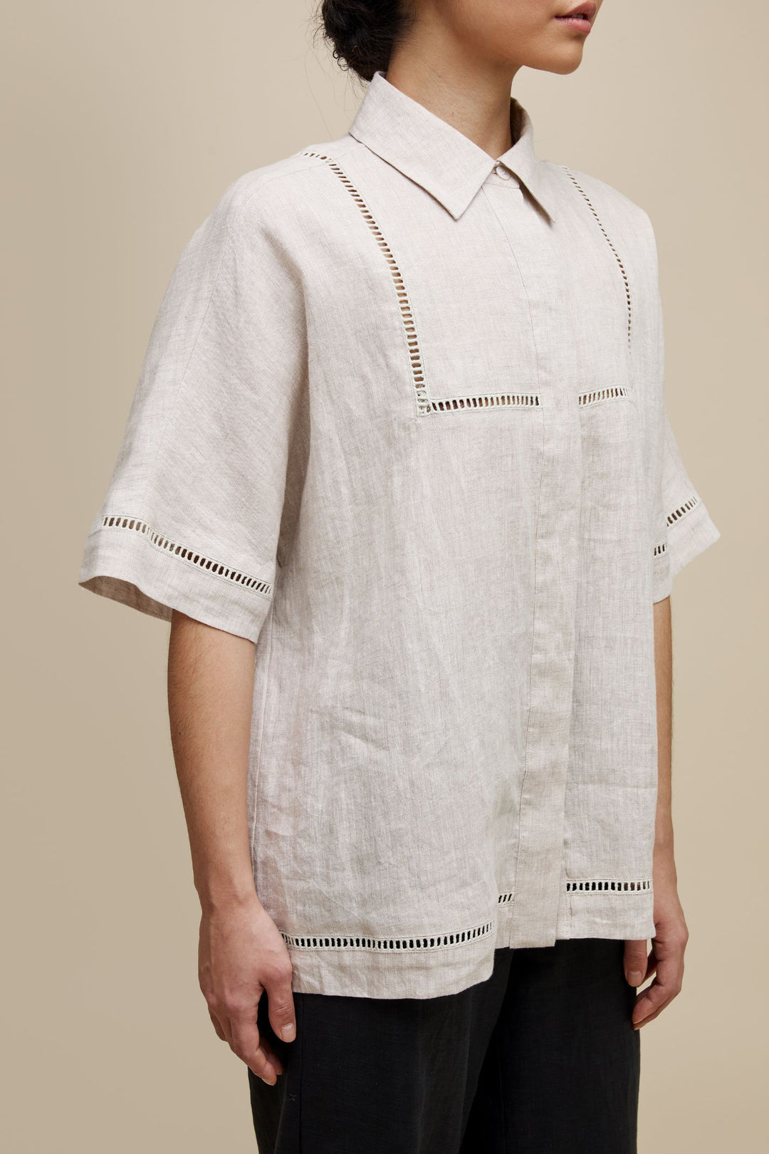 Uchuu CS24-615 Sand Guipure Linen Shirt
