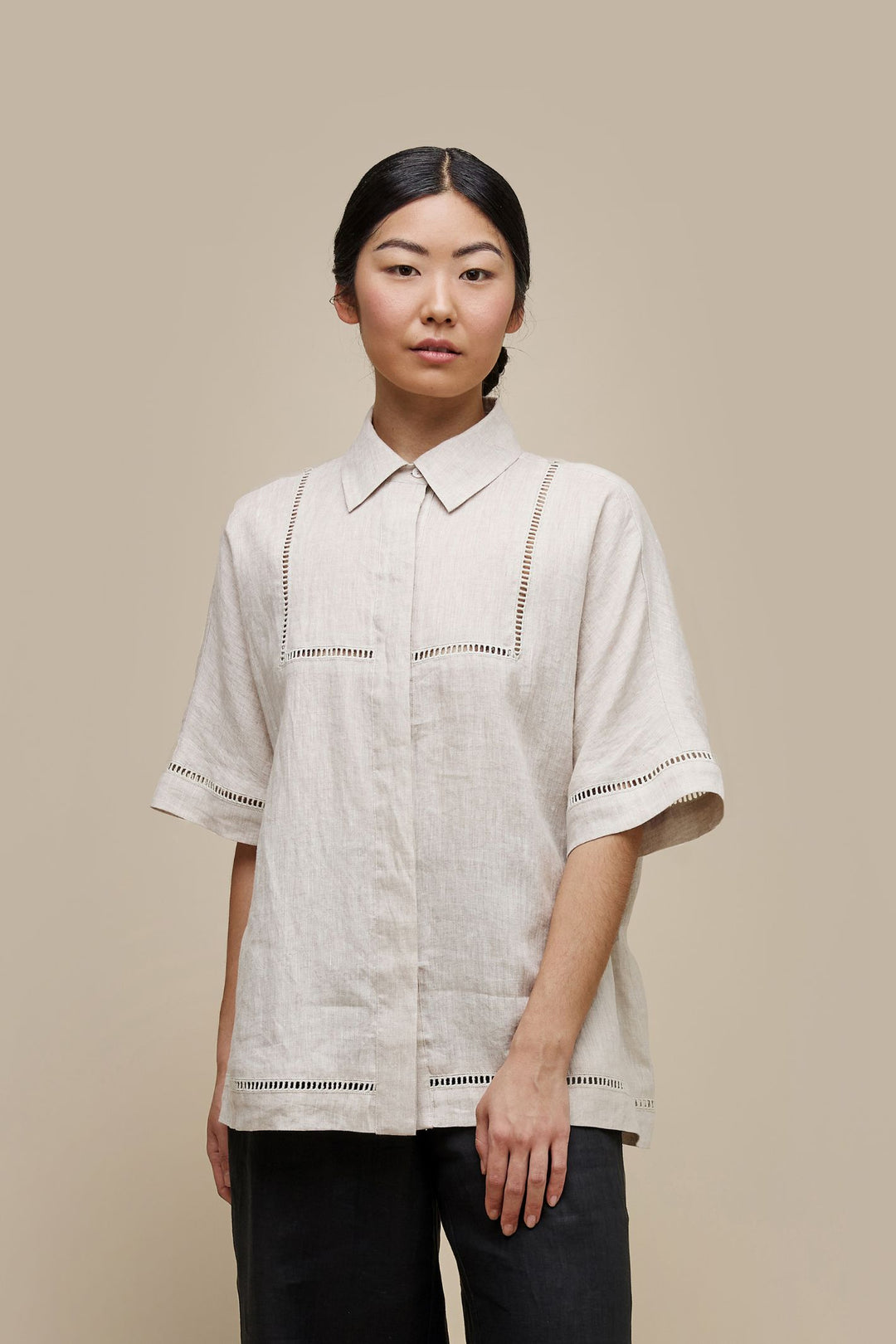 Uchuu CS24-615 Sand Guipure Linen Shirt