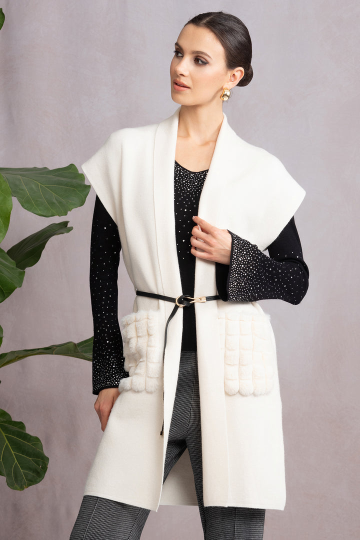 Alison Sheri A46475 Cream Longline Edge To Edge Cardigan - Experience Boutique