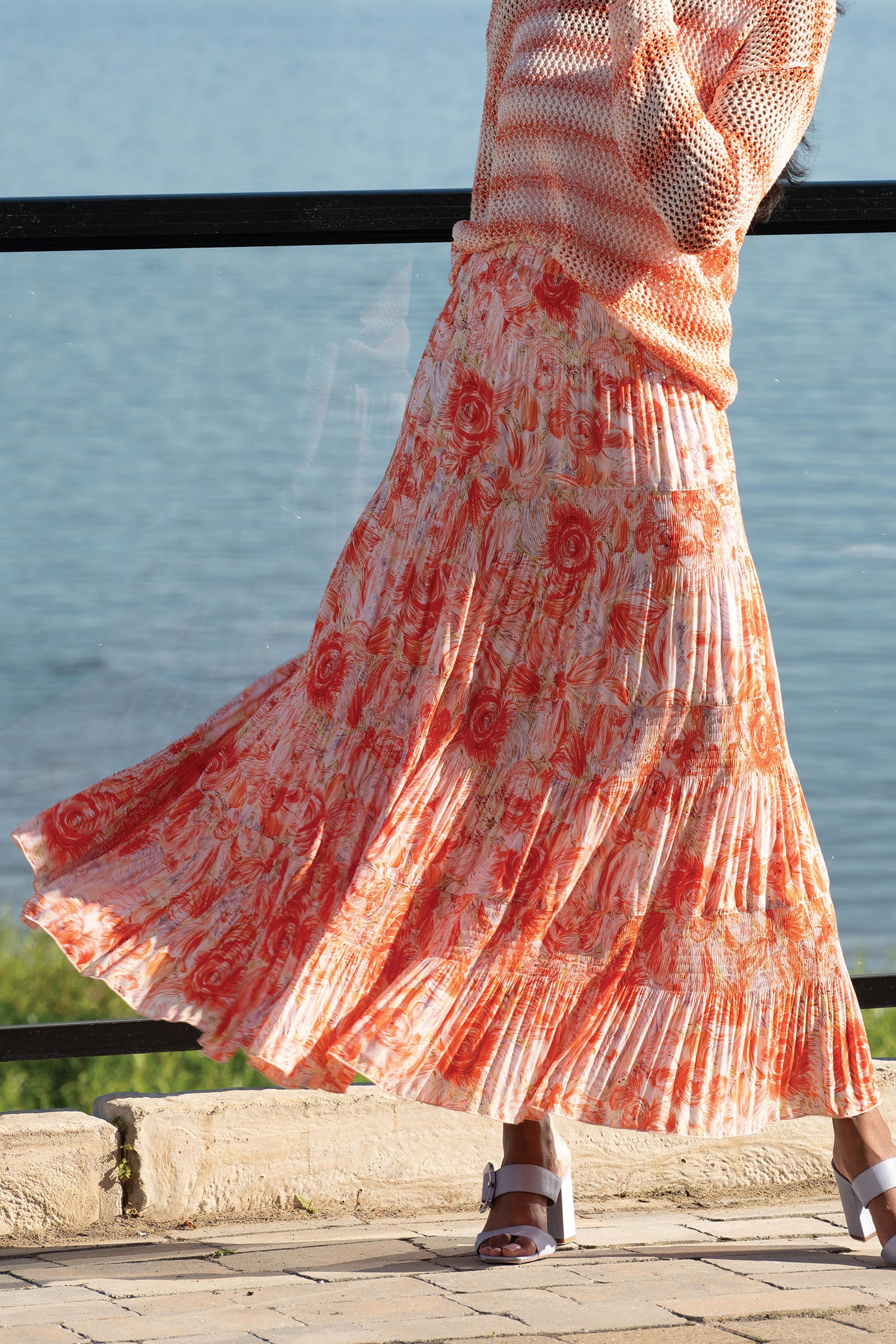 Allison Floral Print Silk Three Piece Skirt Set Red/Multi 2967/2443-46 main image 1