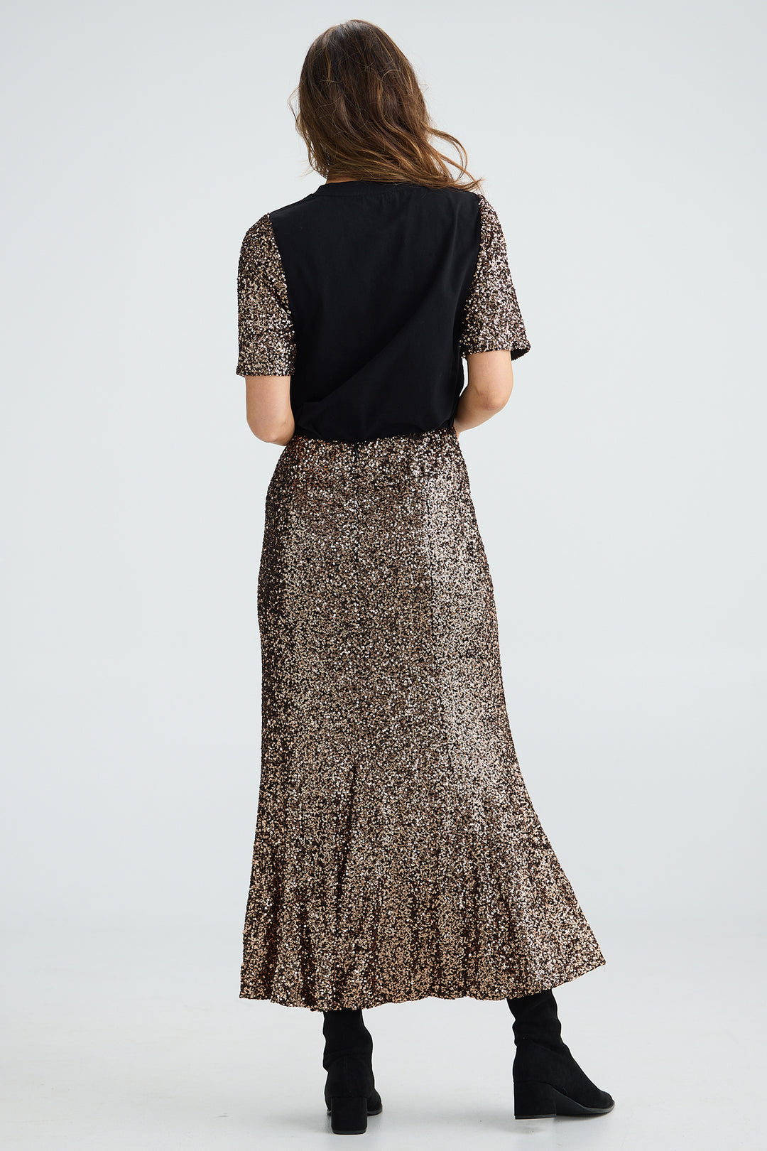Brave+True BT25074 Ritz Bronze Sequin Maxi Skirt