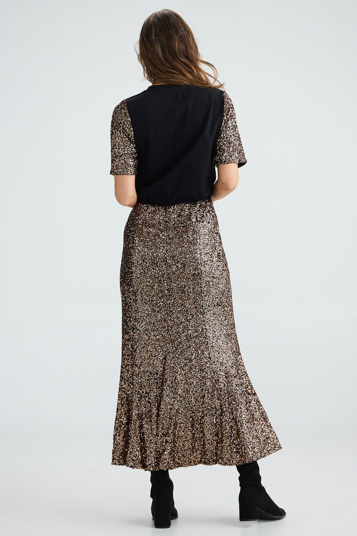 Brave+True BT25074 Ritz Bronze Sequin Maxi Skirt