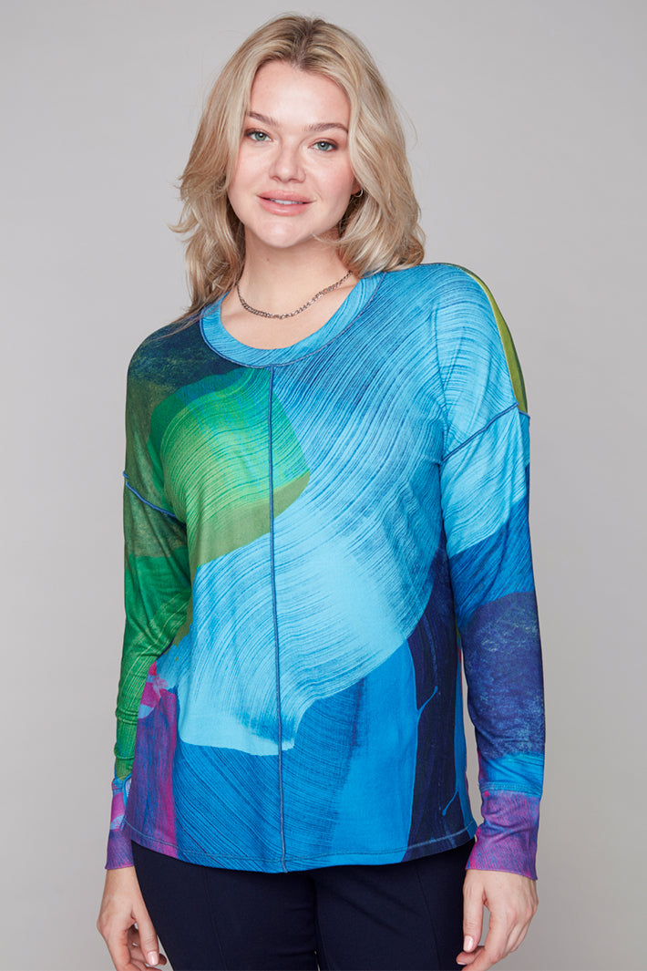 Claire Desjardins 92302 Blue SoCal 02 Print Long Sleeve Top