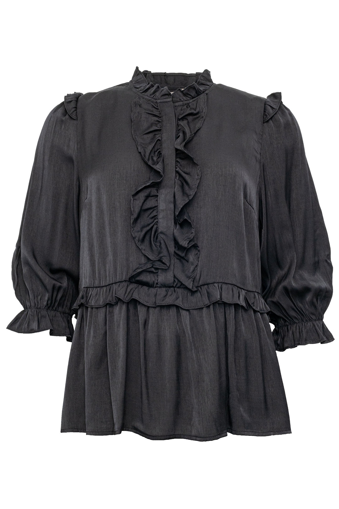 Costa Mani 2401140 Black Charly Ruffle Blouse - Experience Boutique