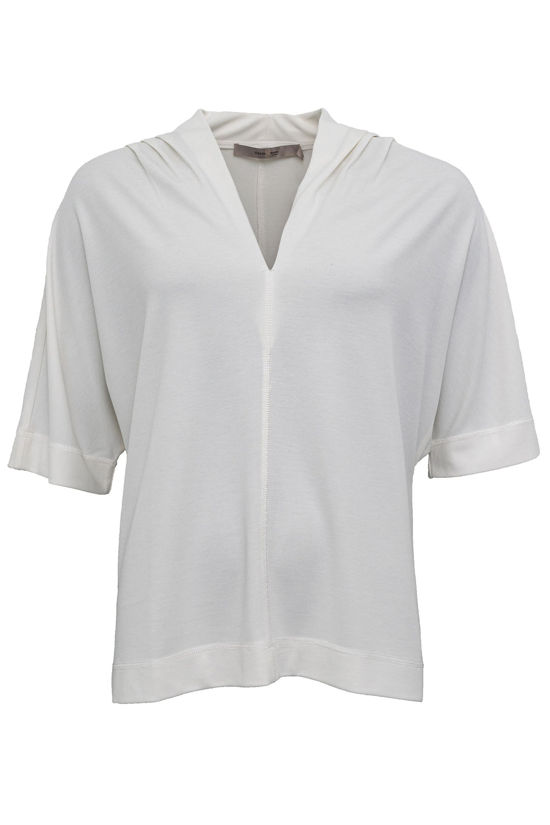 Costa Mani 2401150 White Claccy V-Neck Top - Experience Boutique