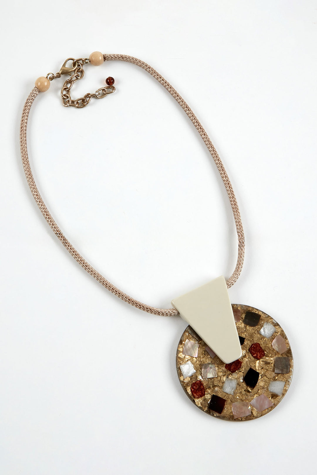 Dante NL70735 Taupe Iridescent Metallic Disc Necklace