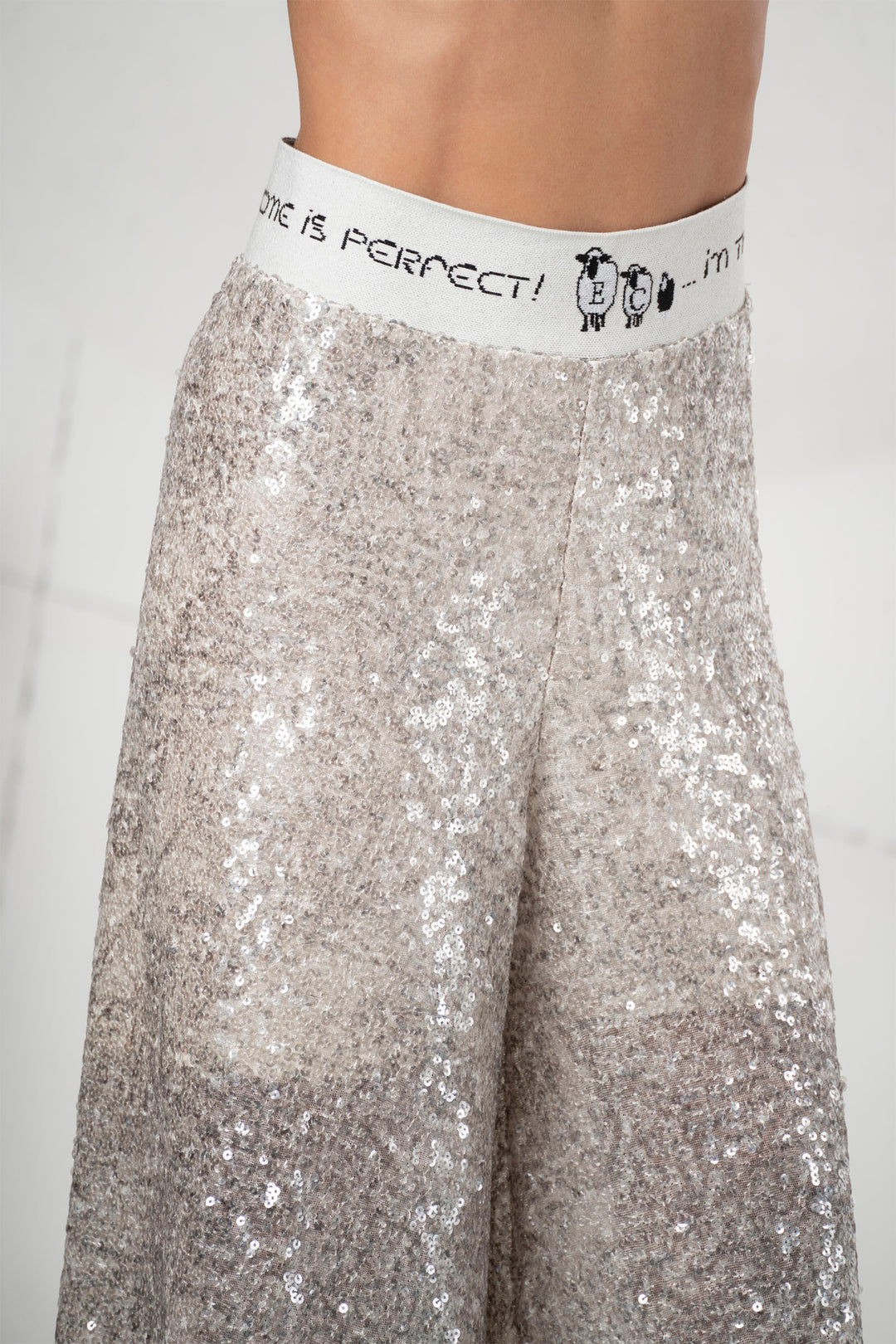 Elisa Cavaletti ELW256032509 Silver Sequin Palazzo Pull-On Trousers