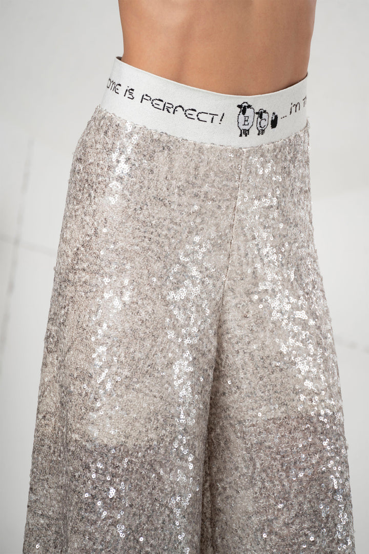 Elisa Cavaletti ELW256032509 Silver Sequin Palazzo Pull-On Trousers