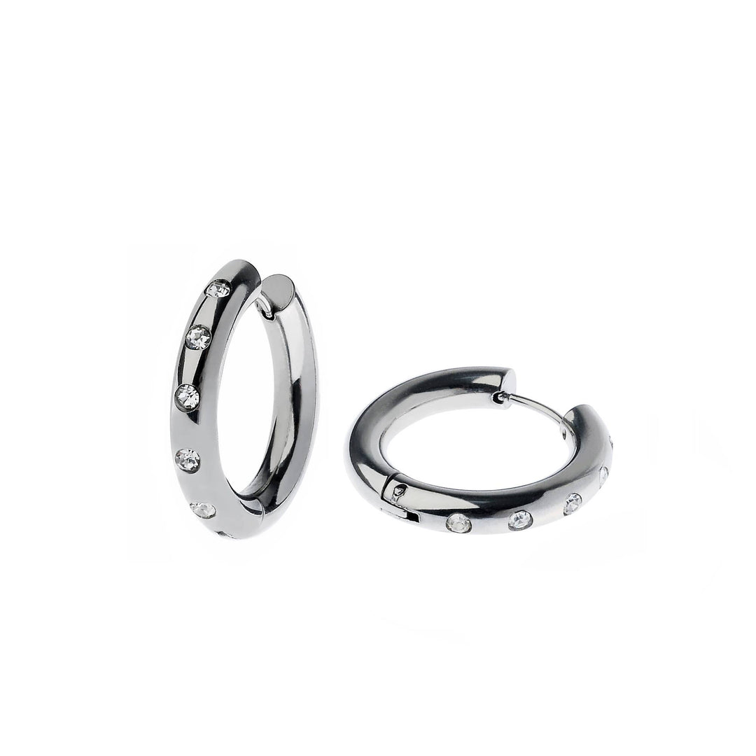 Silver Stainless Steel Huggie Hoop Earring