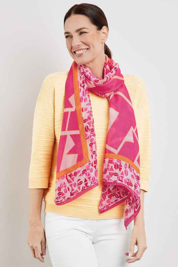 Gerry Weber 201024 Pink Geometric Print Scarf - Experience Boutique