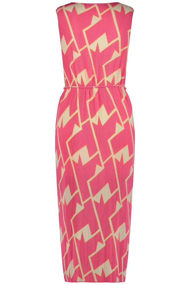 Gerry Weber 285057 Pink Geo Print Sleeveless Pleated Maxi Dress - Experience Boutique