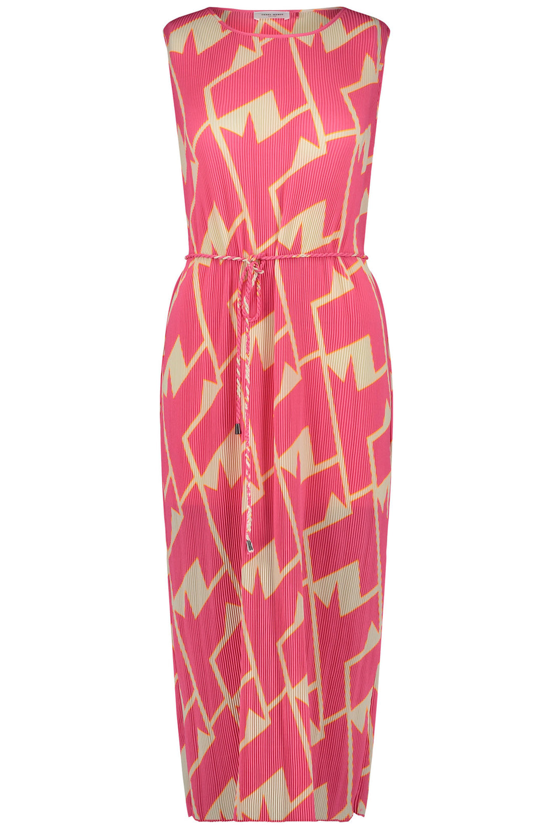 Gerry Weber 285057 Pink Geo Print Sleeveless Pleated Maxi Dress - Experience Boutique