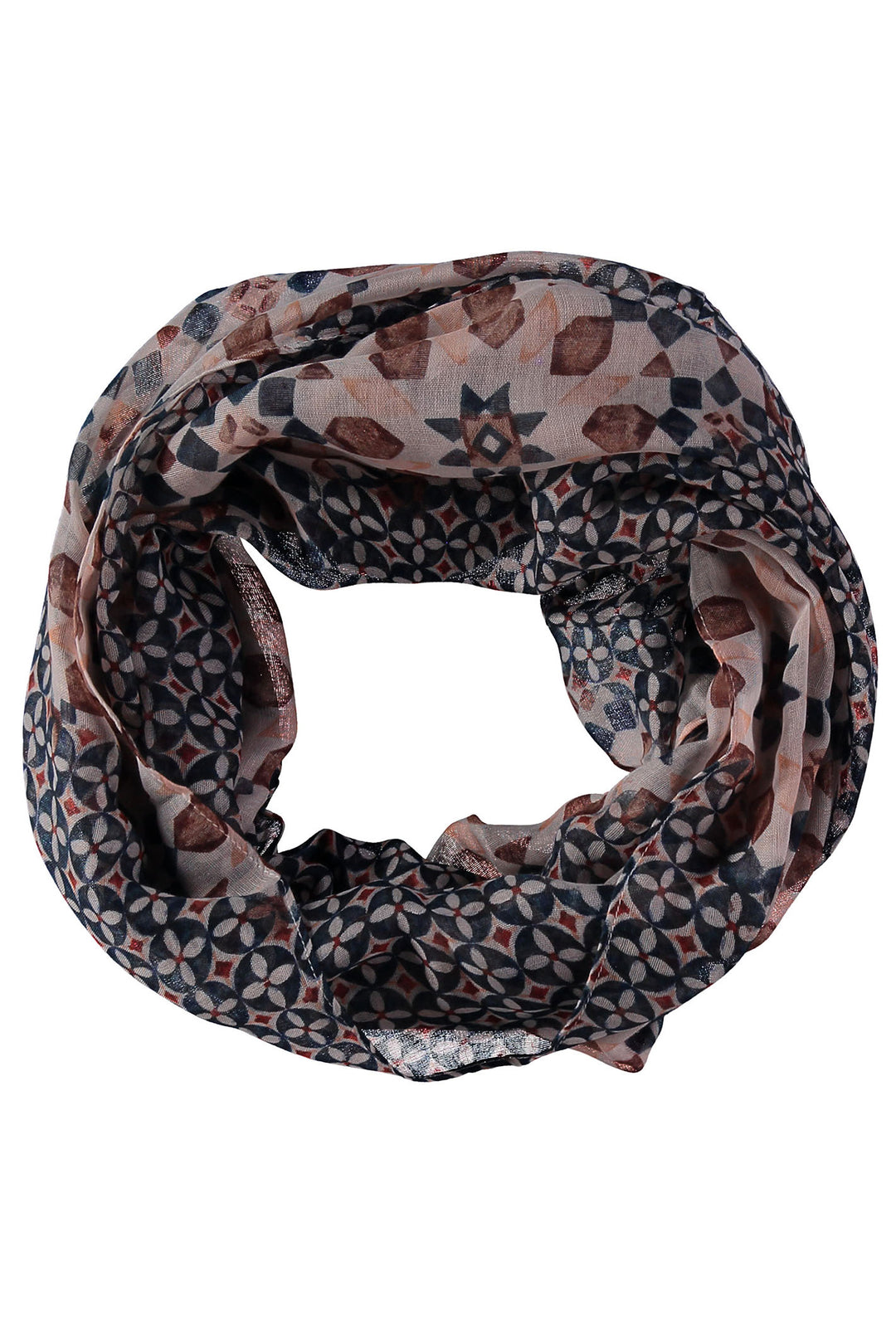 Gerry Weber 301029 72044 9088 Navy Mosaic Print Scarf - Experience Boutique