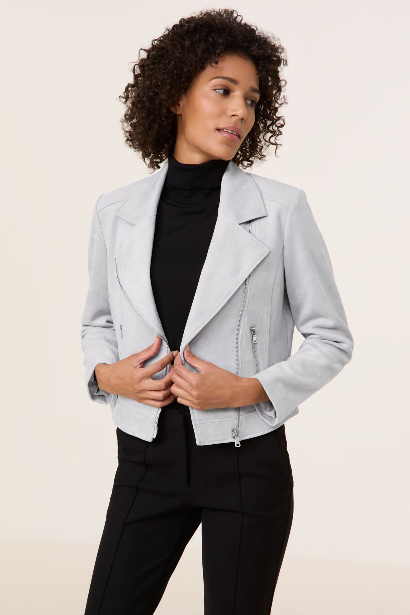 Faux Suede Jacket Ladies Gray Jackets Gerry Weber Silver Grey Faux