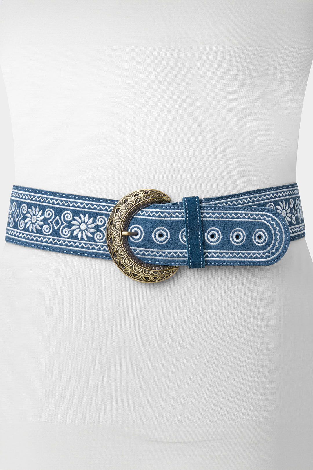 Joe Browns HB399A Into The Blues Embroidered Leather Suede Belt - Experience Boutique