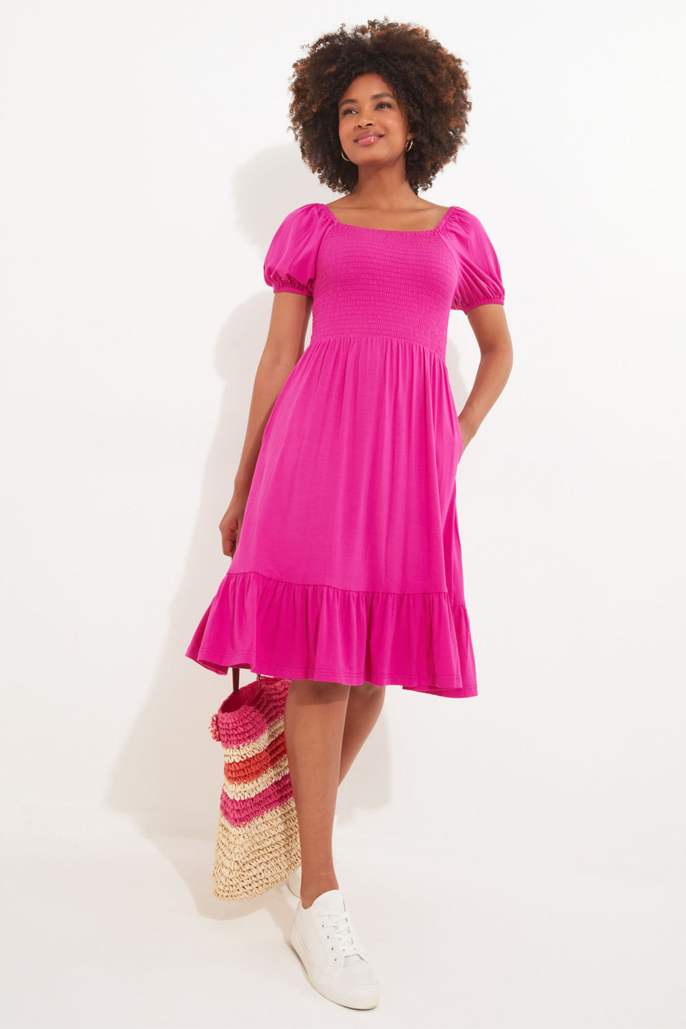 Joe Browns WE943 Orchid Pink Mia Shirred Jersey Dress - Experience Boutique