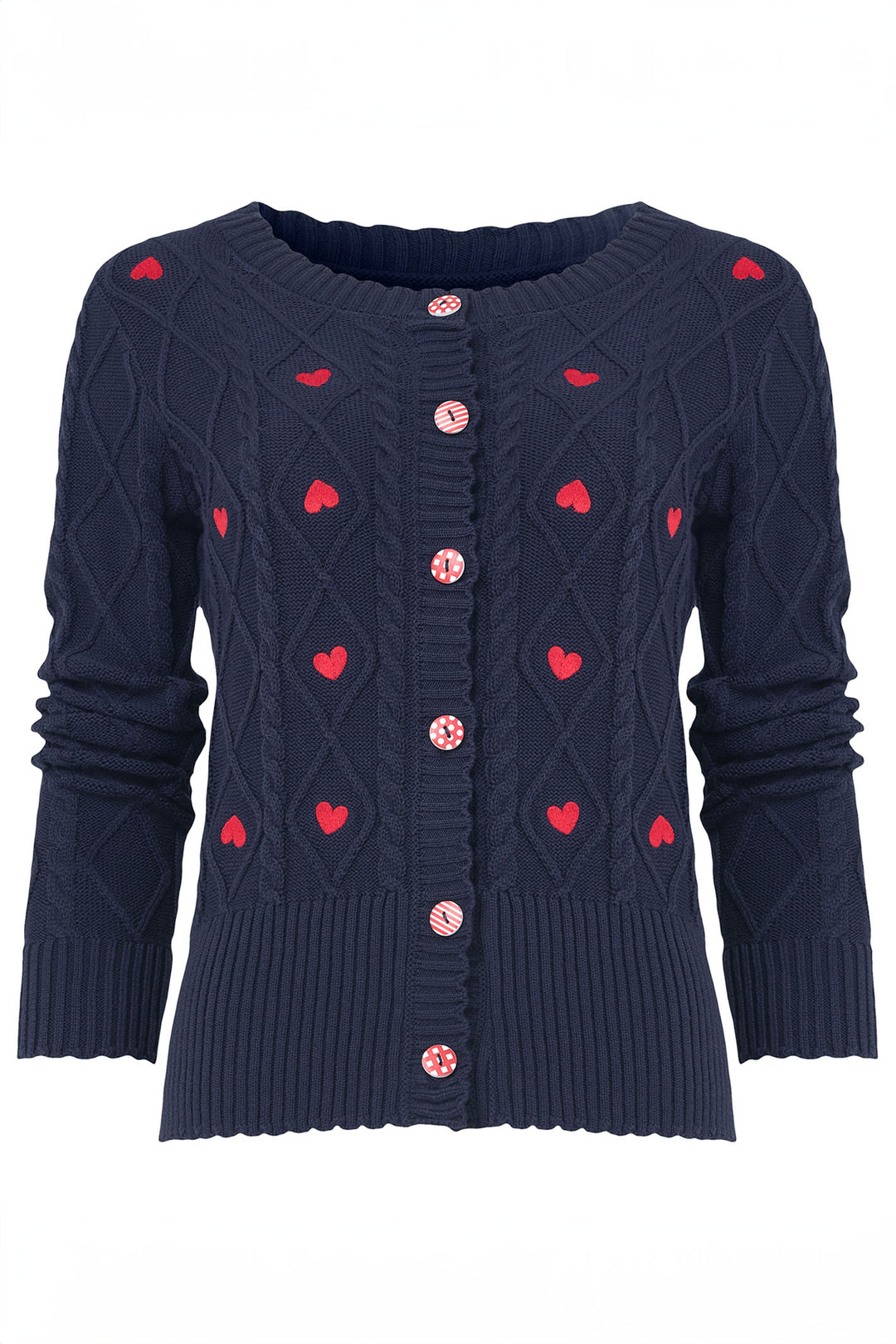 Joe Browns WK719A All Heart Navy Embroidered Cardigan - Experience Boutique