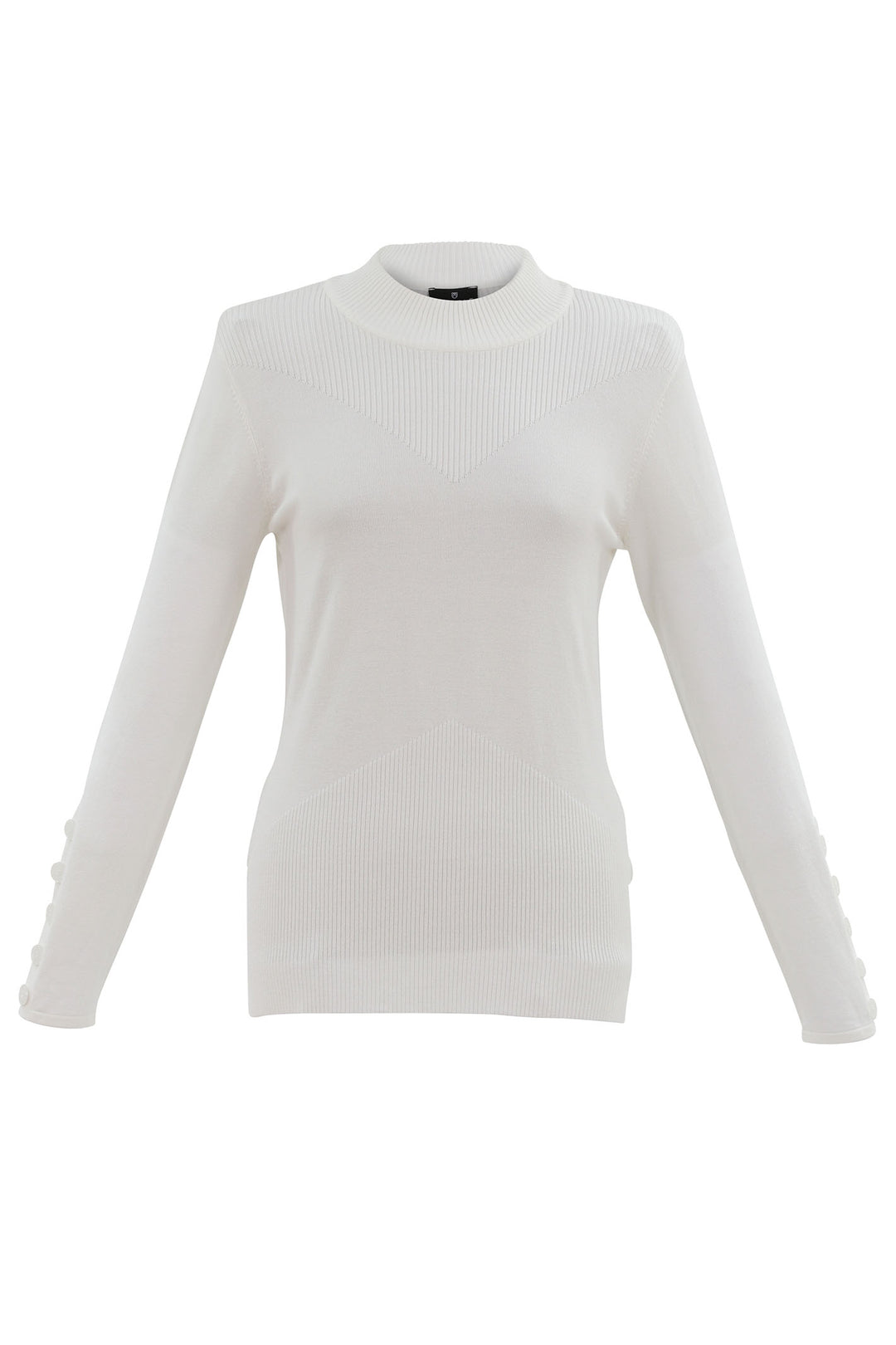 Marble Fashions 7528 Cream Intricate Knit Polo Jumper - Experience Boutique