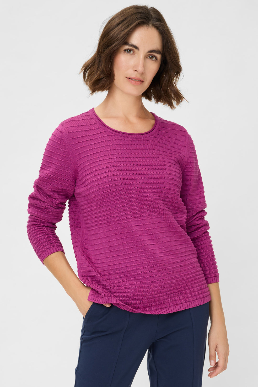 Olsen 11000587 Sweet Orchid Pink Intricate Knit Jumper