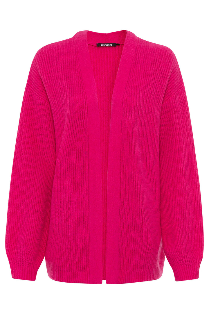 Olsen 11004131 Vivid Pink Open Front Cardigan - Experience Boutique
