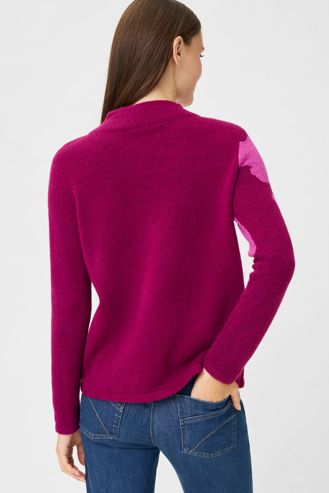 Olsen 11004701 Boysenberry Pink Intersia Flower Knit Jumper
