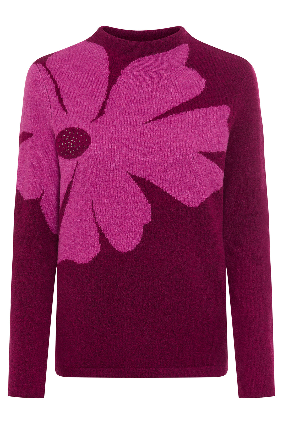 Olsen 11004701 Boysenberry Pink Intersia Flower Knit Jumper