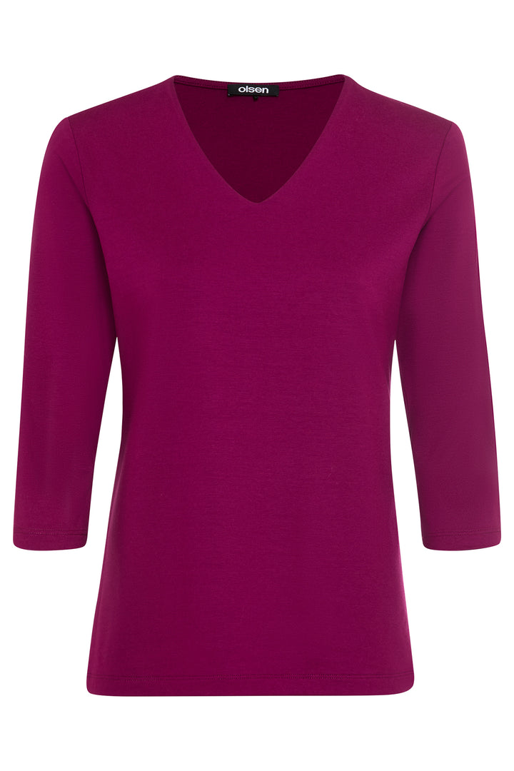 Olsen 11100607 Boysenberry Pink V-Neck T-Shirt