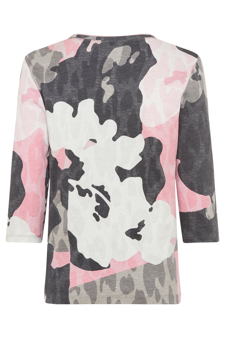 Olsen 11105196 Dark Slate & Blossom Camo Print T-Shirt