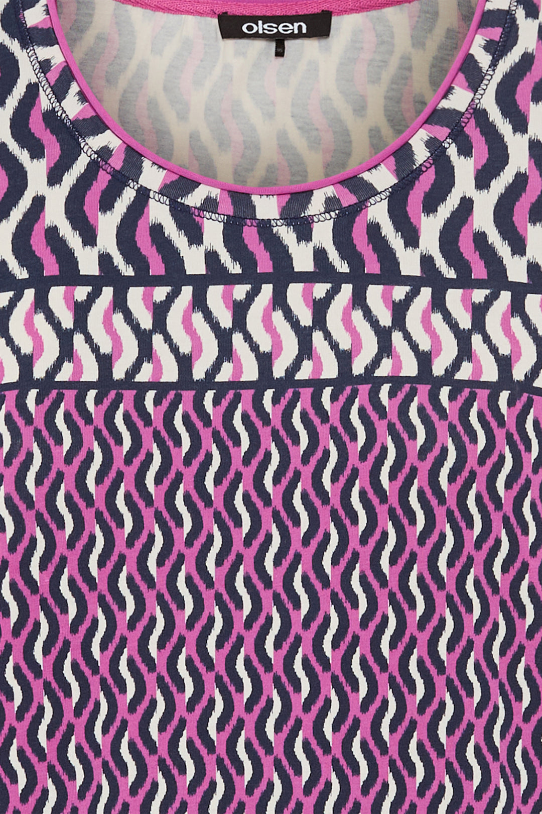 Olsen 11105243 Sweet Orchid Pink Navy Print Long Sleeve T-Shirt