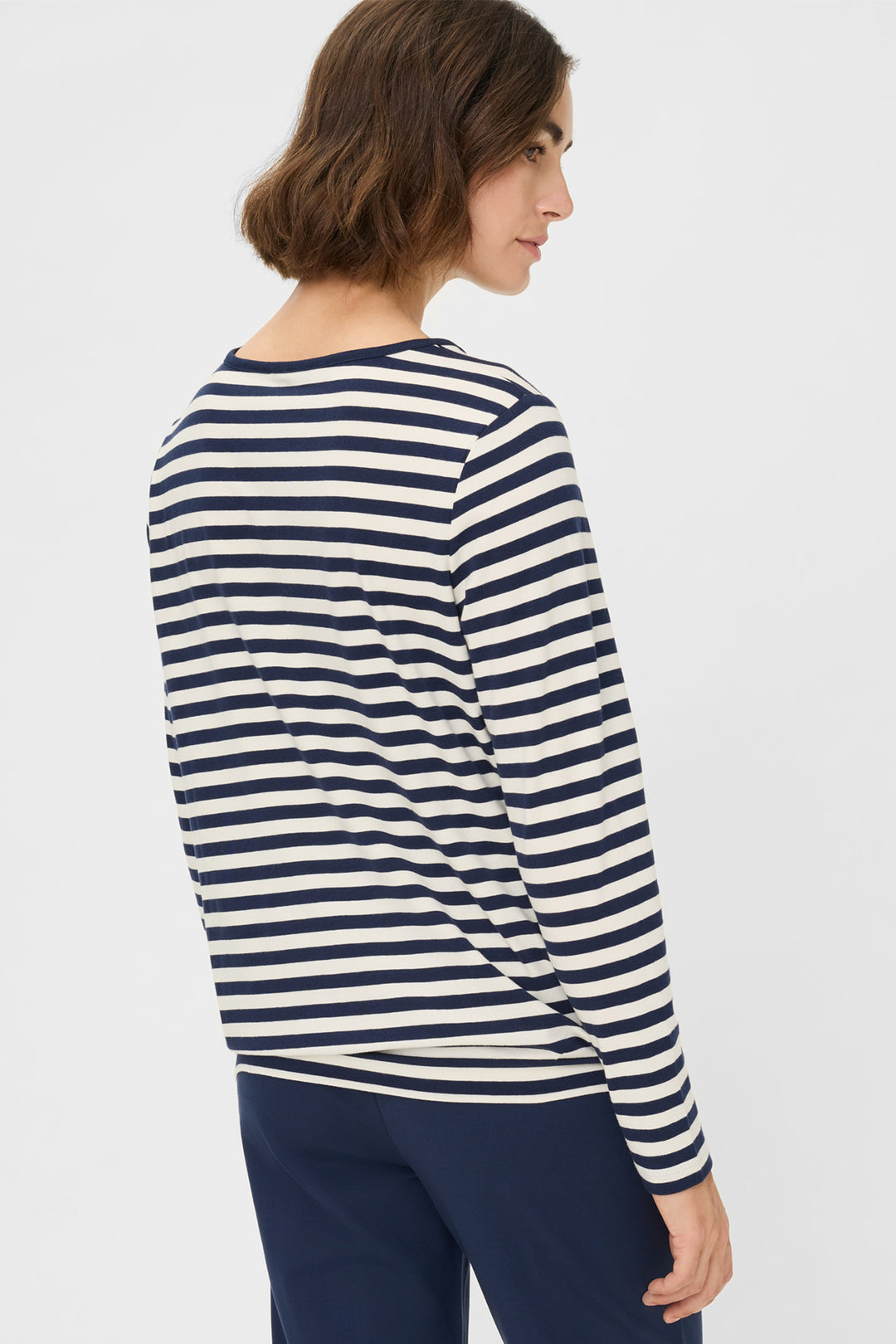 Olsen 11105247 Ink Blue Stripe Embellished Top