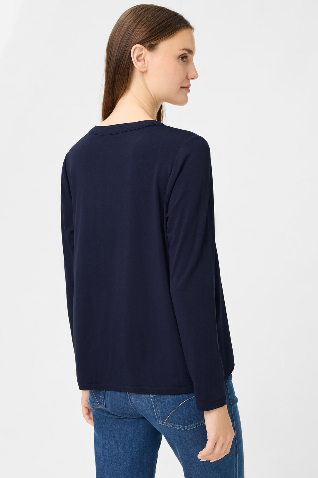 Olsen 11105250 Ink Blue Notch Neck Top