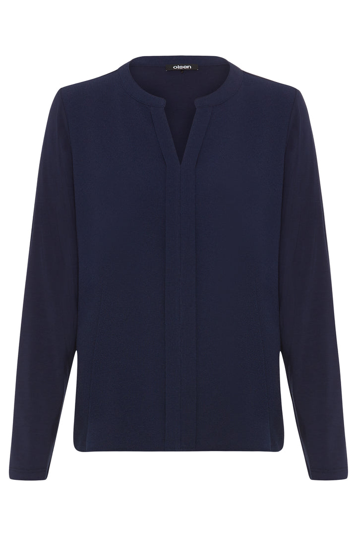 Olsen 11105250 Ink Blue Notch Neck Top