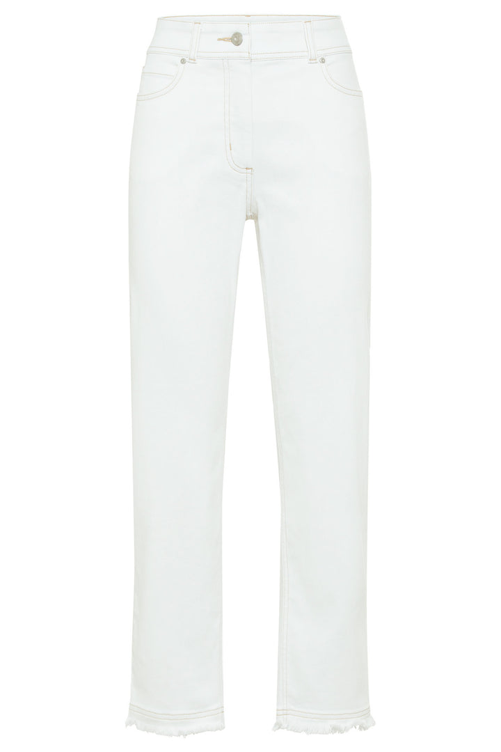 Olsen 14002164 White Frayed Hem Cropped Denim Jeans - Experience Boutique